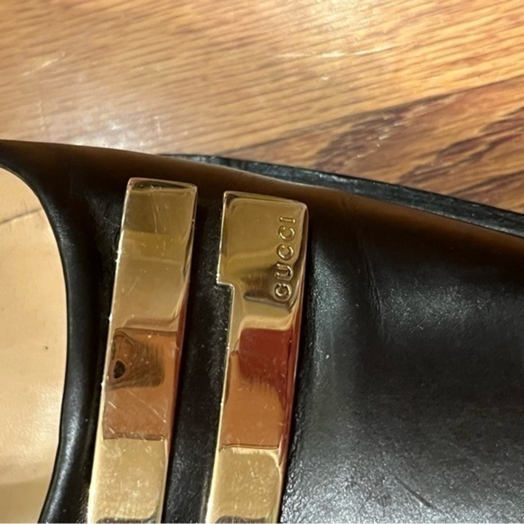 Gucci Vintage Leather Heels Black and Gold Womens Size 4.5B - Picture 11 of 12